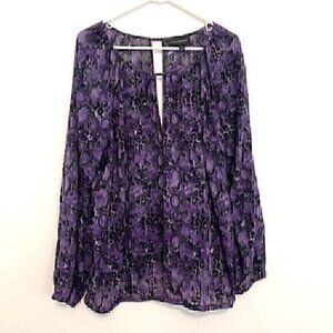 LANE BRYANT Plus Size Purple Black Snake Snakeskin Animal Cutout Long Sleeve Top